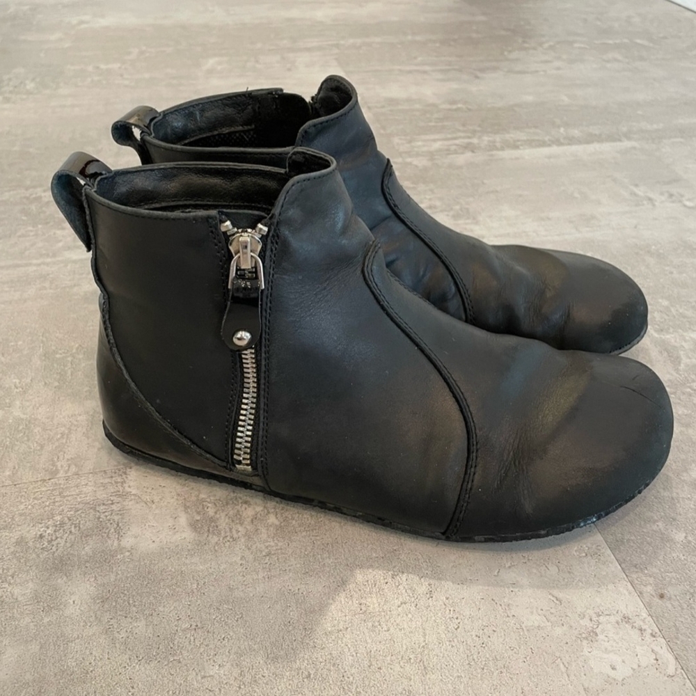 Shapen Ivy Black Leather Barefoot Zero Drop Minimalist Boots